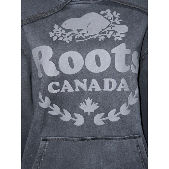 Roots Mens Hoodie Pullover Hooded Sweatshirt S/P Black Logo Kangaroo Pocket - Picture 3 of 8